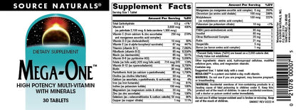 Source Naturals Mega-One Multi-Vitamin with Minerals* - 30 Tablets Source NaturalsBuy Supplements Australia