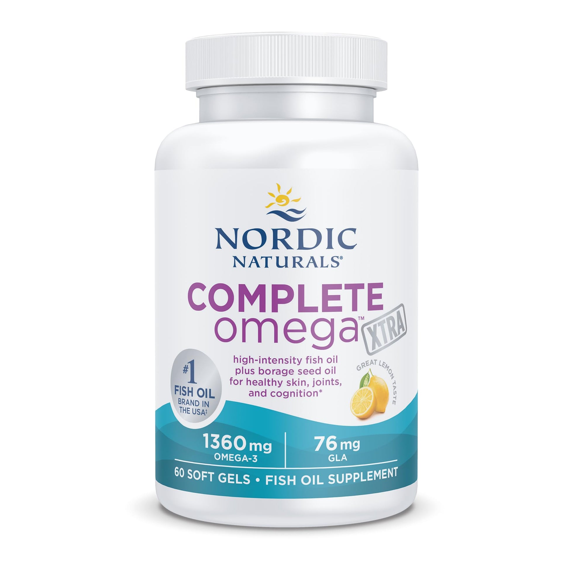 Nordic Naturals Complete Omega Xtra, Lemon - 60 Soft Gels - 1360 mg Omega-3 + 76 mg GLA - Healthy Skin - Cognition - Non-GMO - 30 Servings Nordic NaturalsBuy Supplements Australia