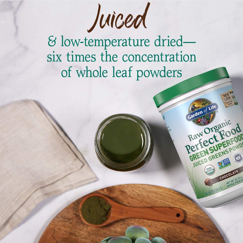 Garden of Life Raw Organic Perfect Food Green Superfood Juiced Greens Powder - Chocolate, 60 Servings, Non-GMO, Gluten Free, Vegan Whole Food Dietary Supplement Plus Probiotics, Enzymes Garden of LifeBuy Supplements Australia