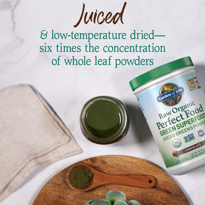 Garden of Life Raw Organic Perfect Food Green Superfood Juiced Greens Powder - Chocolate, 60 Servings, Non-GMO, Gluten Free, Vegan Whole Food Dietary Supplement Plus Probiotics, Enzymes Garden of LifeBuy Supplements Australia