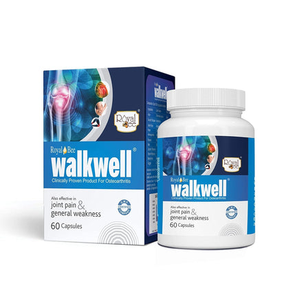 Royal Bee Walkwell Capsules – 60 Capsules – Supports Joint Pain & Inflammation Relief · Useful in Osteoarthritis · Promotes Flexibility & Mobility · Clinically Studied Herbal Ingredients GenericBuy Supplements Australia