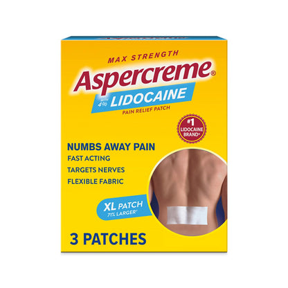 Aspercreme Lidocaine Pain Relief Patch XL for Back, Neck & Shoulder Pain, Topical Patches with Max-Strength 4% Lidocaine & Flexible Fabric Numbs Away Pain, 3 Ct. AspercremeBuy Supplements Australia