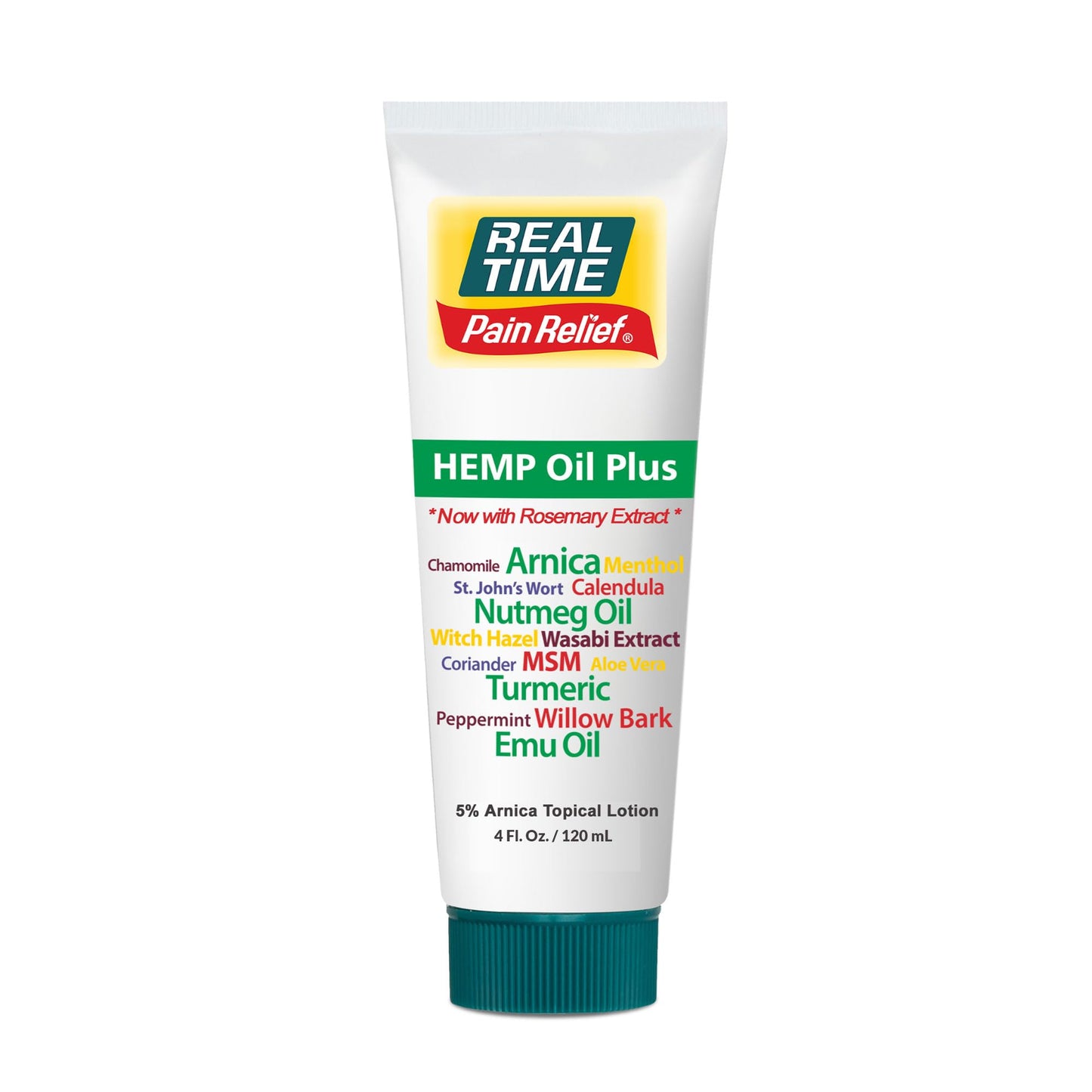 Real Time Pain Relief Hemp Oil Plus 4oz Tube | 20 Natural Ingredients: 5% Arnica & Turmeric | Fast Absorbing Lotion for Muscles, Hands, Feet, Ankles, Back, Shoulders, Knees & Joints Discomfort Real Time Pain ReliefBuy Supplements Australia