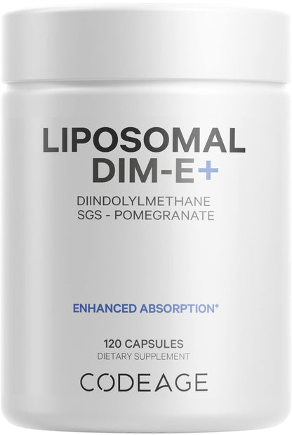 Codeage Liposomal DIM Supplement - 4 Months Supply of DIM Vitamins and SGS, Pomegranate, Broccoli, Vitamin E Isomers Tocopherols Alpha Beta Gamma Delta - Liposomal Formula - Gluten-Free - 120 Capsules CodeageBuy Supplements Australia