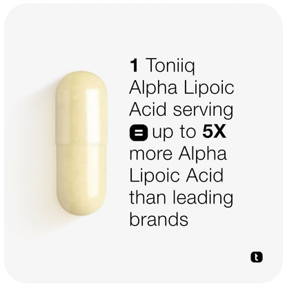 Toniiq 1000mg Ultra High Strength Alpha Lipoic Acid Capsules - Highly Purified 99%+ USP Standard - 120 Capsules ALA Supplement