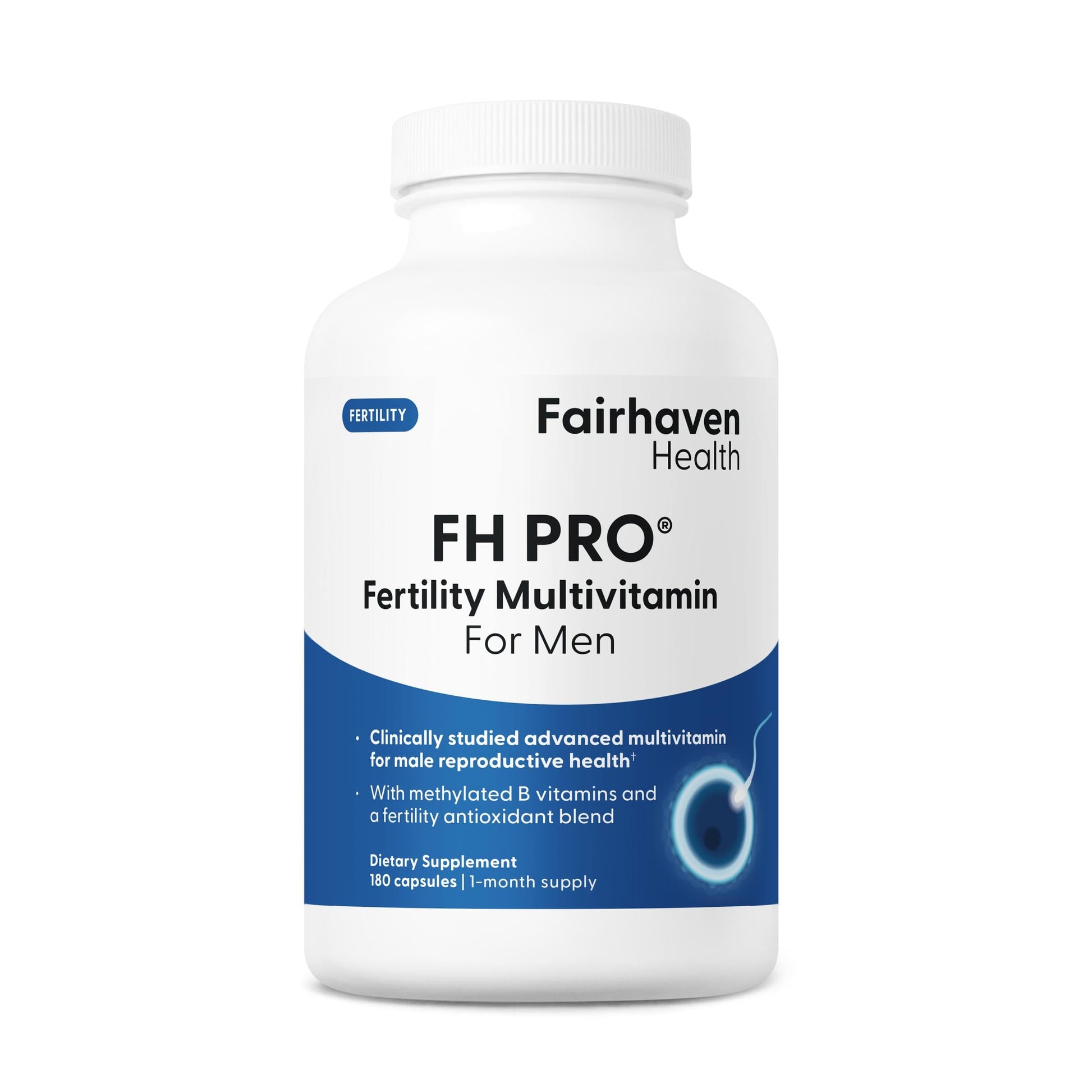 Fairhaven Health FH Pro for Men | Clinically Studied Premium Prenatal Fertility Supplements for Men | Male Fertility Supplements | Count and Motility Support Pre-Conception for Him | 180 Capsules Fairhaven HealthBuy Supplements Australia