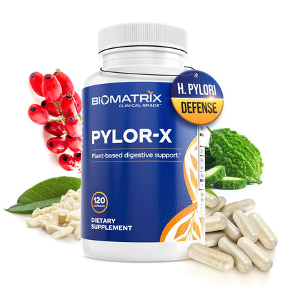 BioMatrix Pylor-X Gut Health Supplement – Mastic Gum, Berberine, Zinc Carnosine & Bismuth Salts for Gastric Support, Digestive Comfort, Stomach Lining Protection - (120 Capsules) 30-60 Day Supply BioMatrixBuy Supplements Australia