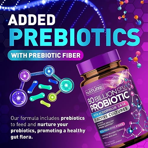 80 Billion CFU Probiotic - Daily Digestive Gut Health Supplement for Men & Women Built by NatureBuy Supplements Australia