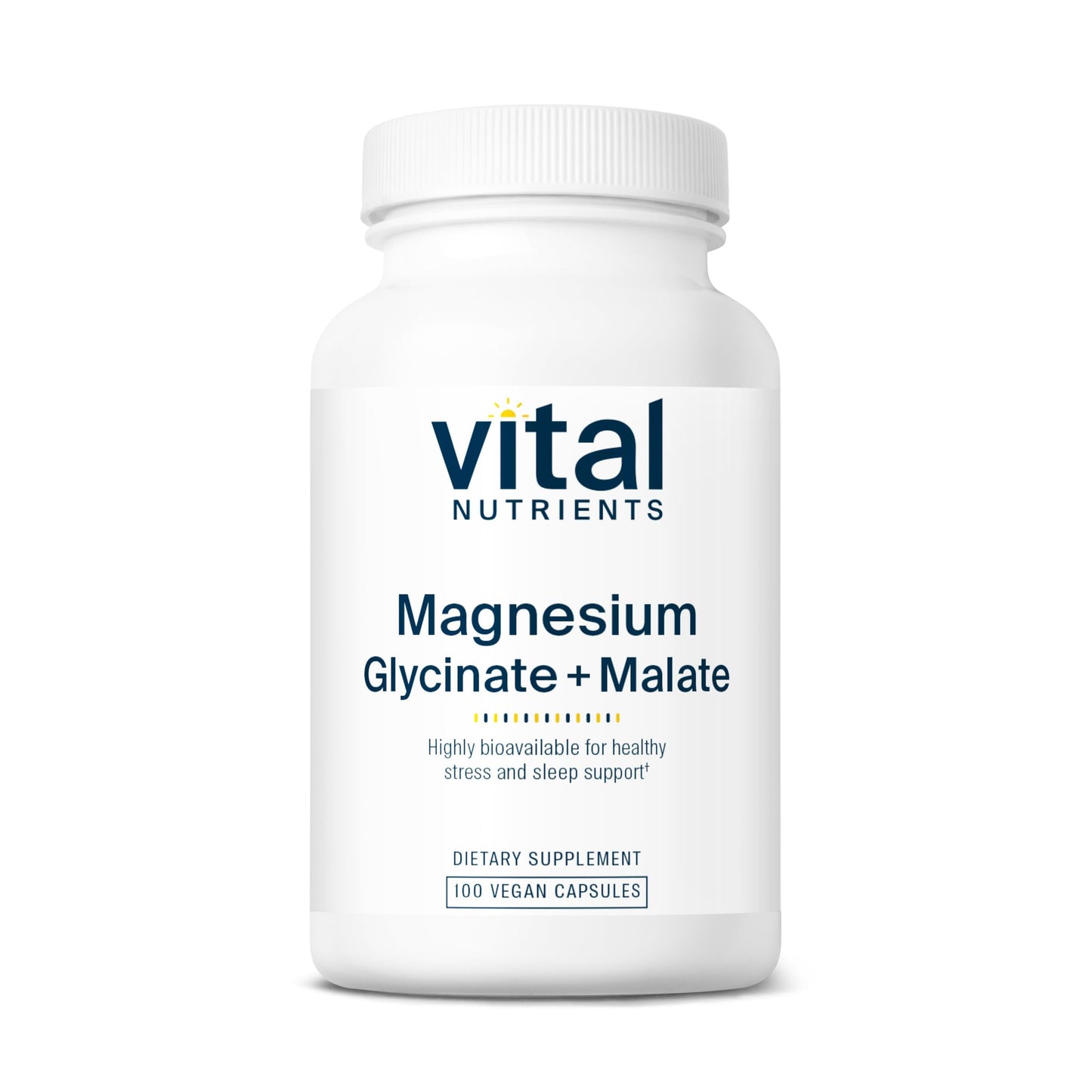 Vital Nutrients Magnesium Glycinate + Malate - 120mg Vegan Magnesium Supplement for Women and Men - Muscle, Heart, Bone Support* - Promotes Relaxation