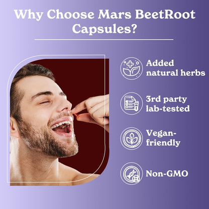 MarsbyGHC Natural Beetroot Capsules | with Garlic, Blueberry, Pomegranate & L-Arginine | Plant-Based Supplement | Pack of 1 mars by GHCBuy Supplements Australia