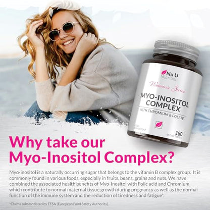 Myo-Inositol Complex 4000mg - 180 Vegan Tablets, 6 Weeks Supply - with 200ug Folate Nu U NutritionBuy Supplements Australia