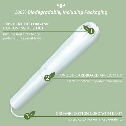 Organyc 100% Certified Organic Cotton Tampons - Cardboard Applicator, Free from Chlorine, Perfumes OrganycBuy Supplements Australia