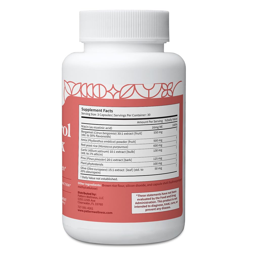 Pattern Wellness Cholesterol Complex Supplement – Supports Overall Well-Being – 3rd Party Lab Tested – 90 Vegan Capsules Pattern WellnessBuy Supplements Australia