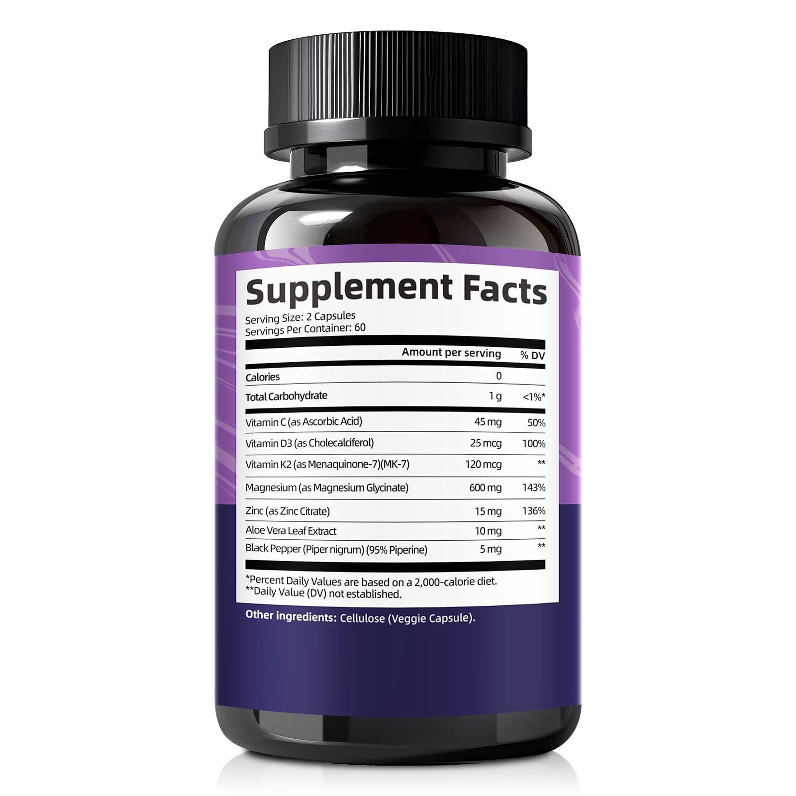 Magnesium Glycinate 600mg Vitamin D3 K2 Supplement with Vitamin C, Zinc, & Aloe Vera - Bone Support, Energy & Mood Manage & Sleep Health for Men & Women, Non-GMO, Vegan, 120 Capsules FemmetraBuy Supplements Australia