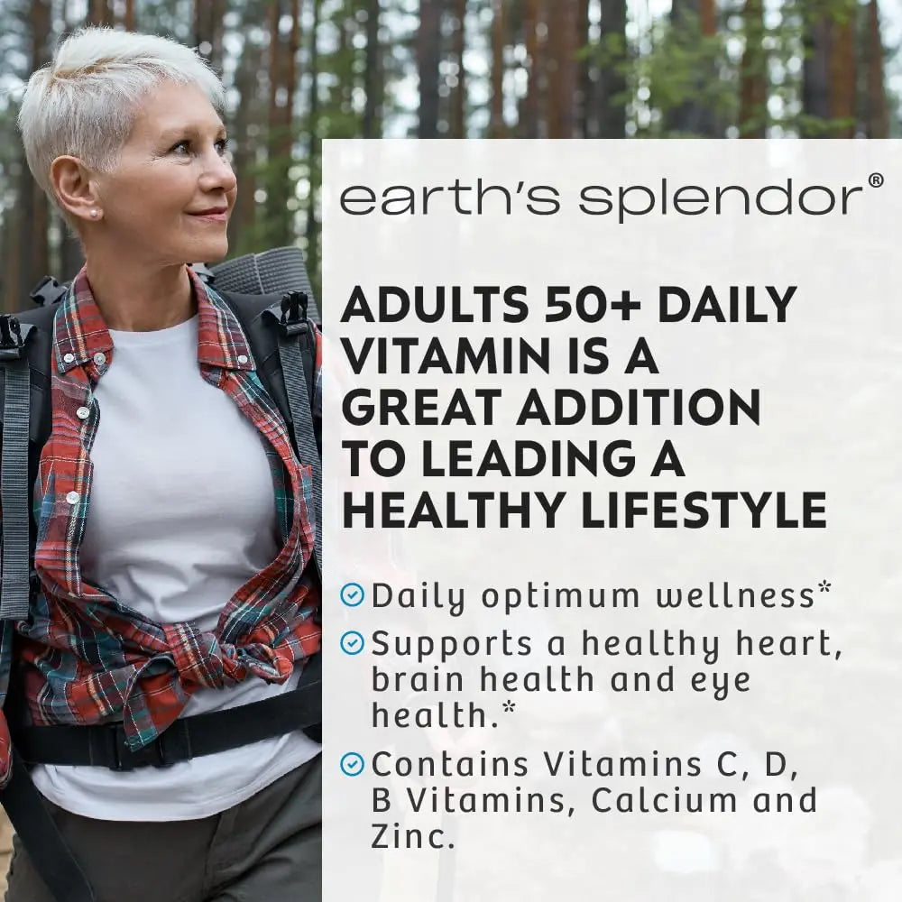 Earth's Splendor Adults 50+ Daily Vitamin- Overall Wellness Support, Daily Nutrients, 120 Day Supply Earth's Splendor