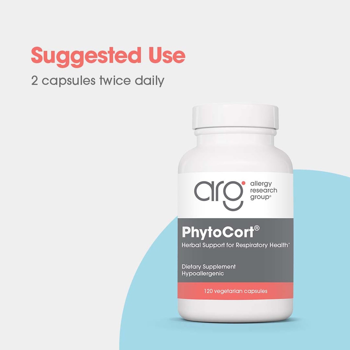 Allergy Research Group PhytoCort Supplement - Respiratory Support, Lung Health, Lung Detox, Lung Cleanse, Healthy Breathing, Herbal Support, Reishi, Licorice, Noni, Vegetarian Capsules - 120 Count Allergy Research GroupBuy Supplements Australia