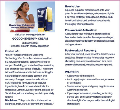 GOODOH Muscle & Joint Relief Cream with MSM (Dimethyl Sulfone), Glucosamine & Chondroitin – Fast Absorbing Cream for Muscle Pain, Joint Stiffness & Recovery – 3.38 oz GOODOHBuy Supplements Australia