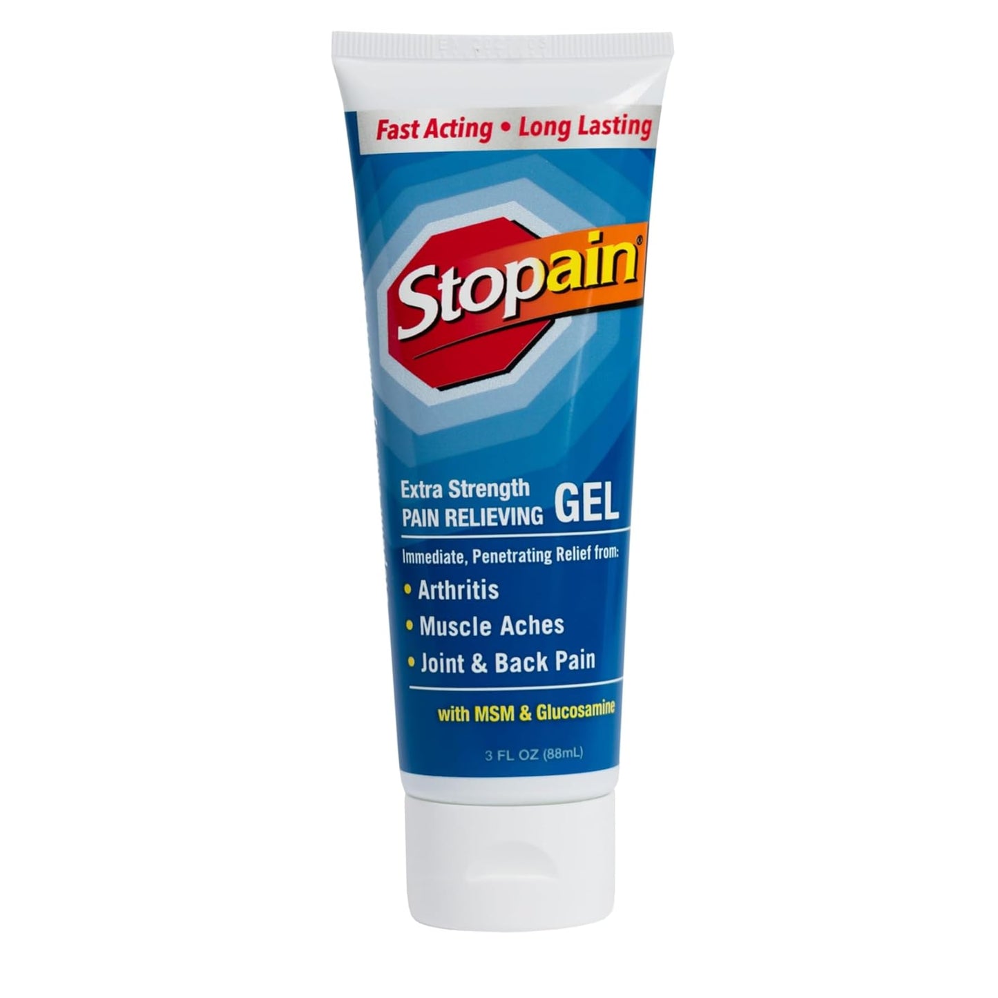 Stopain Pain Relief Gel 3oz USA Made, Max Strength Fast Acting with MSM, Glucosamine, Menthol for Arthritis, Lower Back Sciatica, Knee, Neck, HSA FSA Approved Topical Analgesic Products StopainBuy Supplements Australia