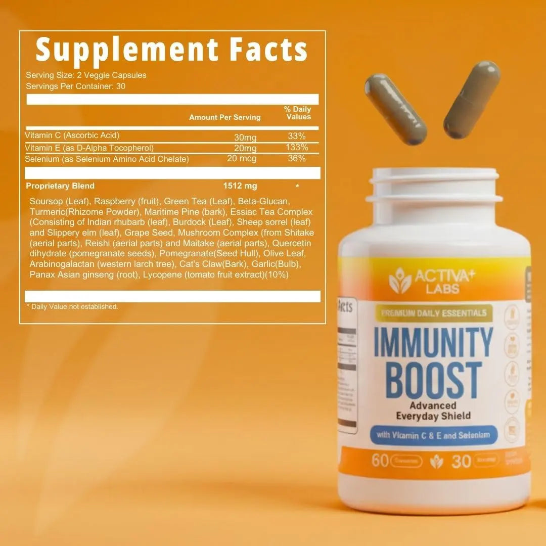 Activa+ Labs Immunity Boost Immune Support Supplement with Vitamin C, Vitamin E, Selenium & Herbal Antioxidant Complex | Activa LabsBuy Supplements Australia