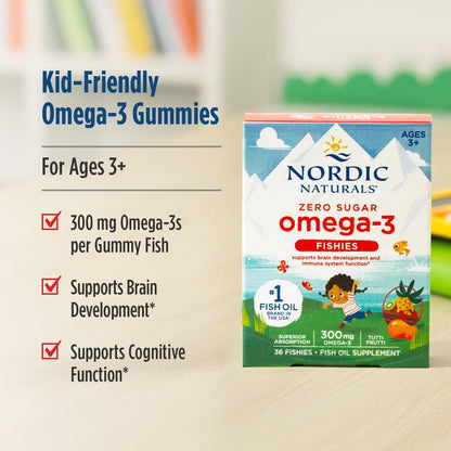 Nordic Naturals Nordic Omega-3 Fishies, Tutti Frutti - 36 Fishies - 300 mg Total Omega-3s with EPA & DHA - Healthy Brain, Mood, Vision & Immune System - Non-GMO - 36 Servings Nordic NaturalsBuy Supplements Australia