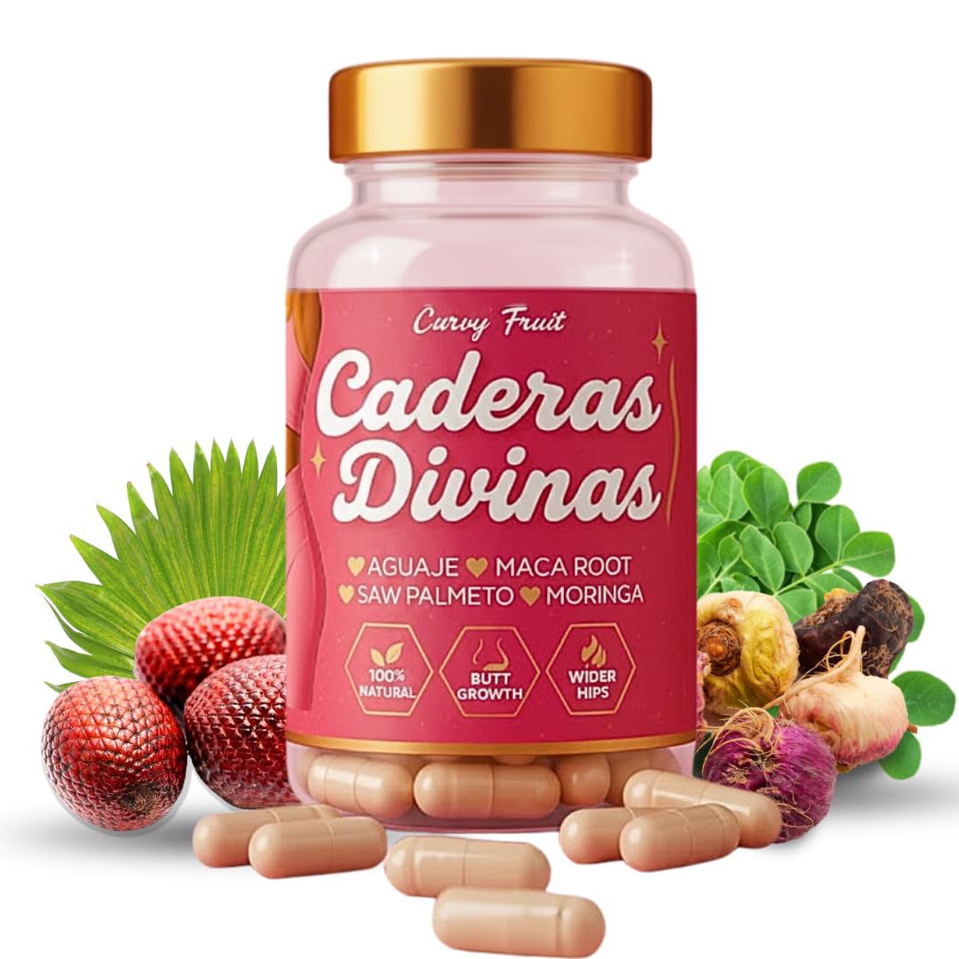 Caderas Divinas : Bigger Booty & Wider Hips – Aguaje + Maca Pills with Moringa & Saw Palmetto – 4 Super Ingredients for Natural Curve Growth – by CurvyFruit – 60 Capsules Curvy FruitBuy Supplements Australia