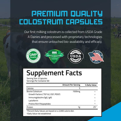TBR Labs Pure Bovine Colostrum 180 Capsules - Antibiotic and Hormone Free - USA Source TBR LabsBuy Supplements Australia