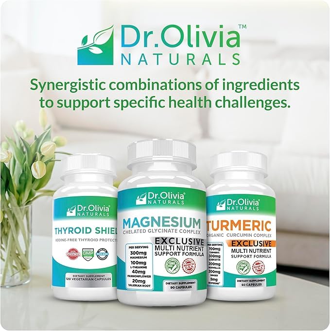 Dr. Olivia Naturals Magnesium Glycinate Complex - L-Theanine, Passionflower & Valerian Root for Sleep Support Supplement, Nerve & Muscle Health, High Absorption - 90 Vegetarian Capsules Dr. Olivia NaturalsBuy Supplements Australia