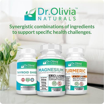 Dr. Olivia Naturals Magnesium Glycinate Complex - L-Theanine, Passionflower & Valerian Root for Sleep Support Supplement, Nerve & Muscle Health, High Absorption - 90 Vegetarian Capsules Dr. Olivia NaturalsBuy Supplements Australia