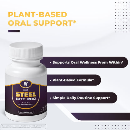Nature’s NutriWave Steel Bite Pro Oral Wellness Supplement – 23 Plant-Based Ingredients with Zinc & Turmeric – Non-GMO, Made in USA, 60 Capsules, 1 Month Supply Nature’s NutriWaveBuy Supplements Australia