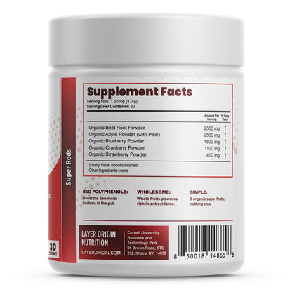 Layer Origin Simple Reds - Organic Red Polyphenols Whole Fruit Powder | Five Real Whole Fruits | 30 Servings Layer OriginBuy Supplements Australia
