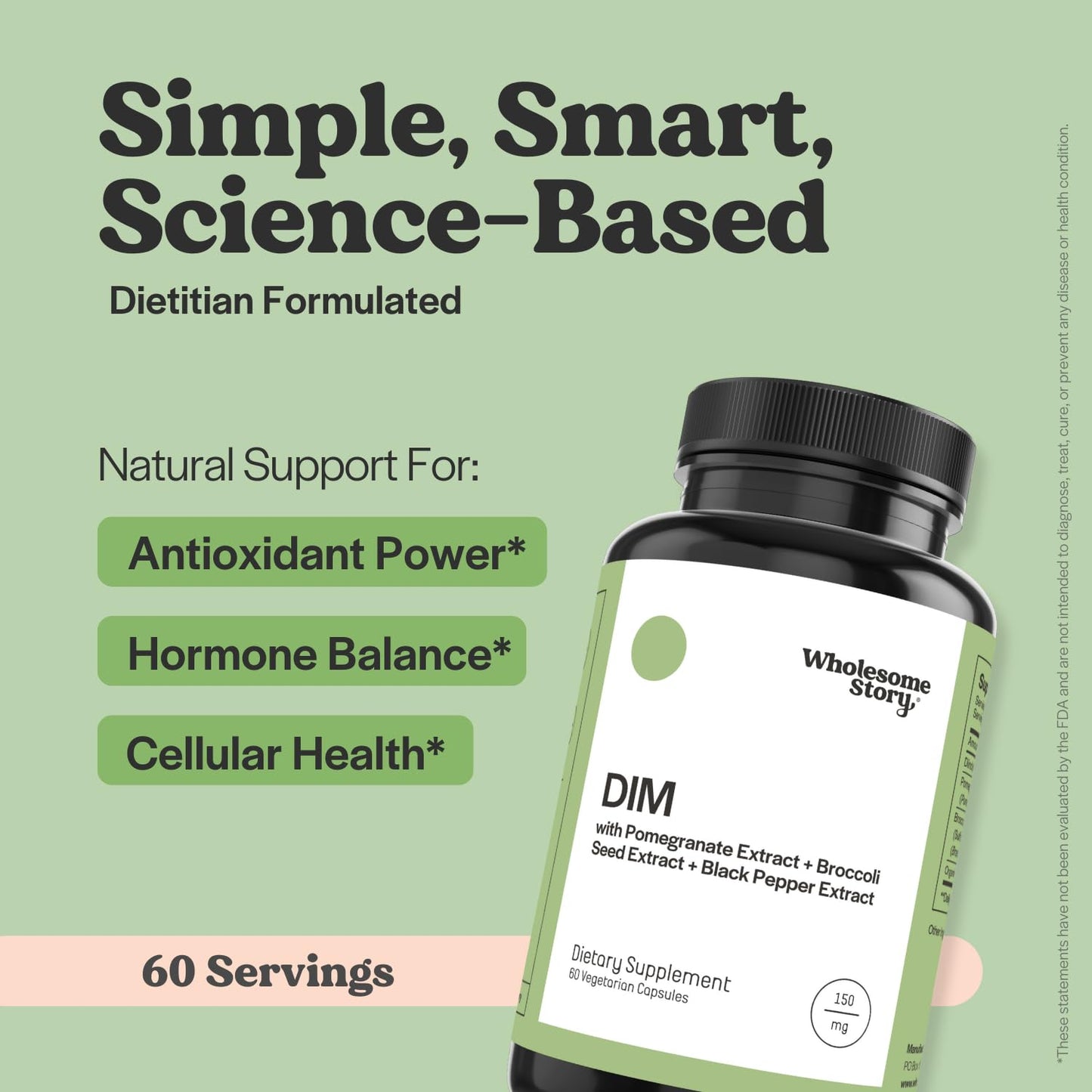 DIM Supplement Women | DIM SGS | Pomegranate, Broccoli and Black Pepper Blend | Estrogen & Hormone Balance for Women | Cell and Tissue Health | 60-Day Supply | Clean Label Project Certified Wholesome StoryBuy Supplements Australia