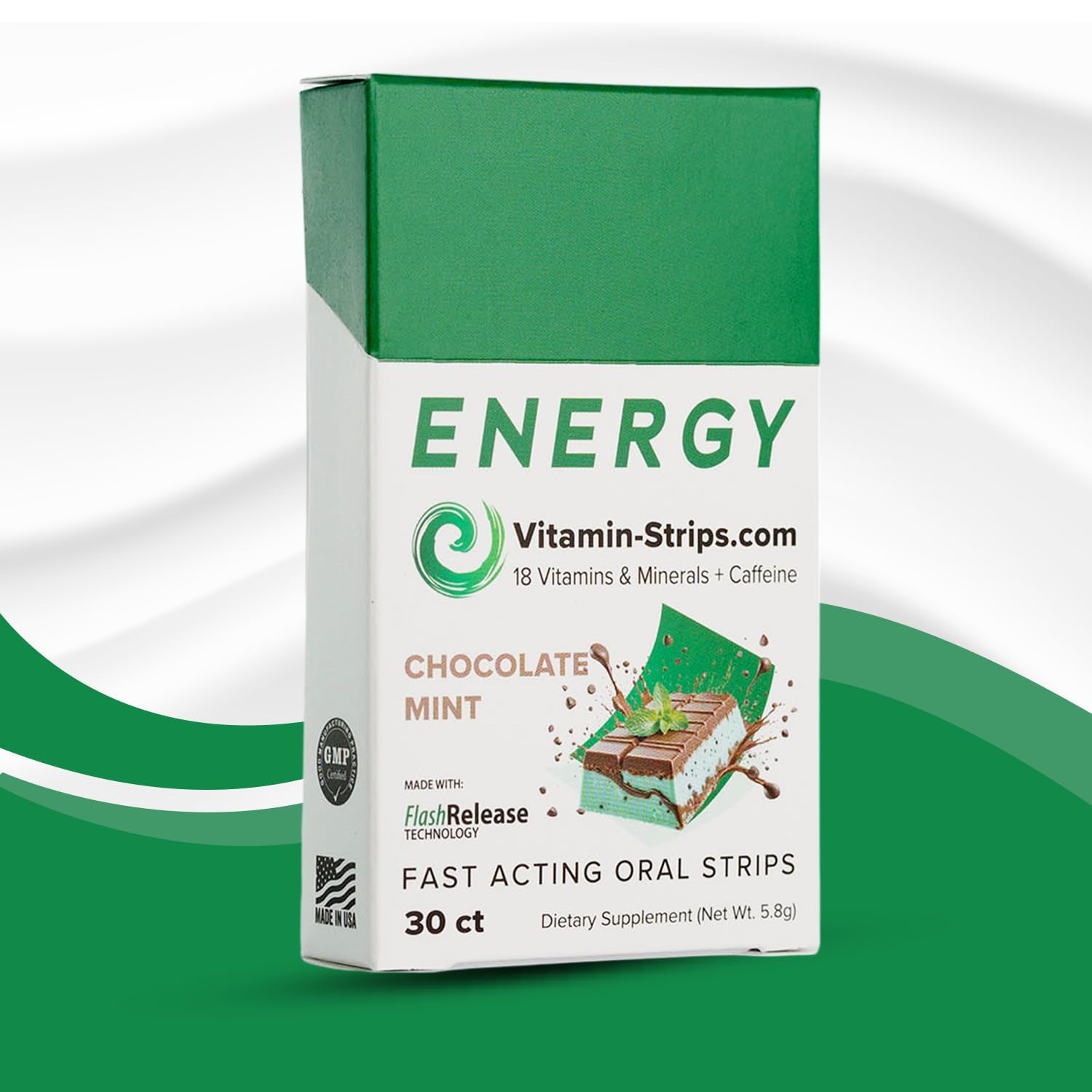 Peak Performance Energy Strips — Vegan, Gluten Free, Soy Free & Sugar-Free Breath Strips w/Caffeine, 18 Vitamins & Minerals — Instant Energy Boost Chocolate Mint Dietary Supplement — 30 Oral Strips Vitamin-StripsBuy Supplements Australia