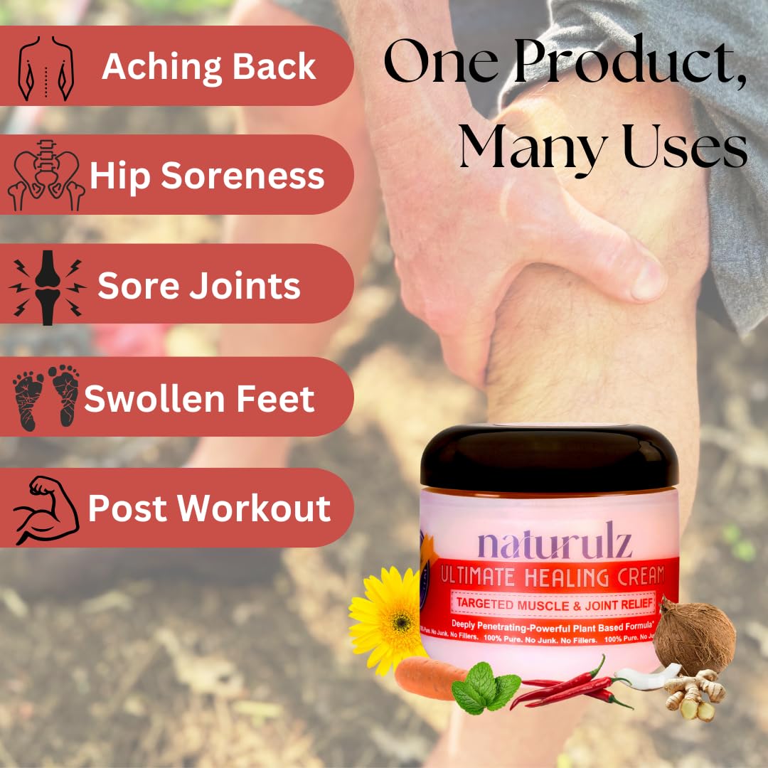 Naturulz Ultimate Healing Cream 4 ounce All-Natural Extra Strength Muscle Rub & Joint Topical for Back, Neck & Shoulder Discomfort with Arnica, Calendula & Capsaicin. 'NO JUNK' Extra Strength Formula. NaturulzBuy Supplements Australia
