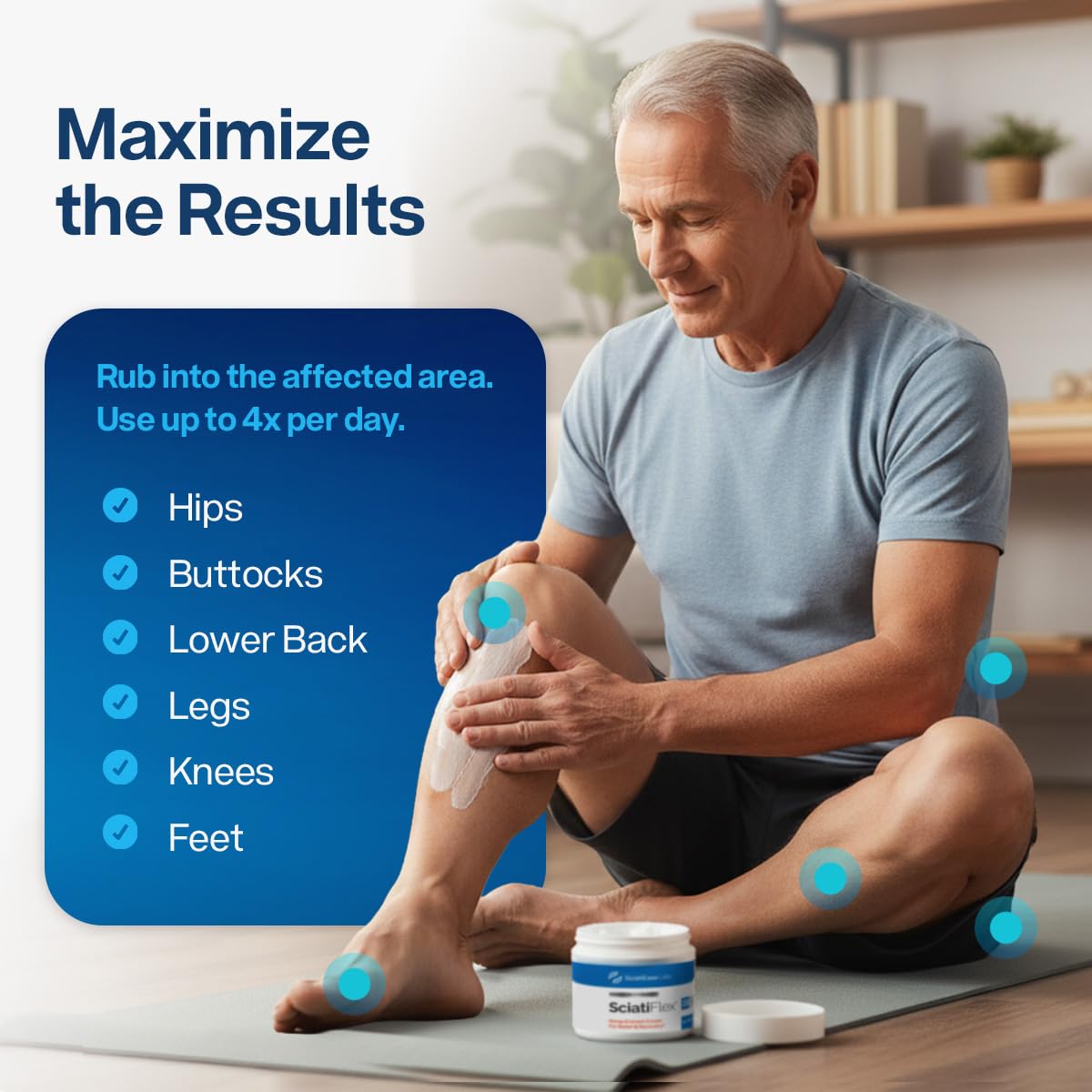 SciatiFlex Topical Sciatic Cream - Maximum Strength Hemp Cream with Arnica Extract, Shea Butter & Aloe Vera - Help with Nerve Discomfort in Lower Back, Hips, Buttocks, Legs & Feet - 4oz SciatiEaseBuy Supplements Australia