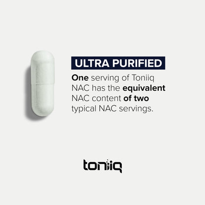 Toniiq 1300mg NAC - 4 Month Supply - Min. 98%+ Tested Purity - Ultra High Strength Bioavailable NAC Cysteine Supplement - 240 Vegetarian N Acetyl Cysteine