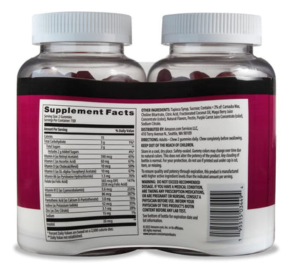 Amazon Basics Adult Multivitamin Gummies, Mixed Berry & Cherry, 150 Gummies, 75-Day Supply Amazon BasicsBuy Supplements Australia
