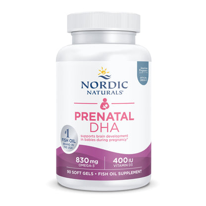 Nordic Naturals Prenatal DHA, Unflavored - 830 mg Omega-3 + 400 IU Vitamin D3 - 90 Soft Gels - Supports Brain Development in Babies During Pregnancy & Lactation - Non-GMO - 45 Servings Nordic NaturalsBuy Supplements Australia