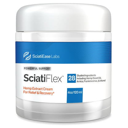 SciatiFlex Topical Sciatic Cream - Maximum Strength Hemp Cream with Arnica Extract, Shea Butter & Aloe Vera - Help with Nerve Discomfort in Lower Back, Hips, Buttocks, Legs & Feet - 4oz SciatiEaseBuy Supplements Australia
