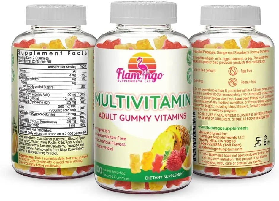 Flamingo Supplements Multivitamin Gummies | Vegan Friendly, Kosher Halal NO Gluten or Gelatin, no GMO| for Men, Women & Kids| Flamingo SupplementsBuy Supplements Australia