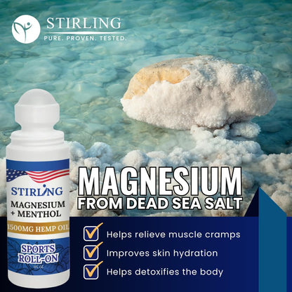 Stirling Menthol Roll On Lotion with Magnesium and 1500mg Pure Hemp - Non-GMO, THC-Free - Fast-Acting Relief for Sore Muscles and Joints, Reduces Swelling and Redness, Promotes Post-Workout Recovery STIRLINGBuy Supplements Australia