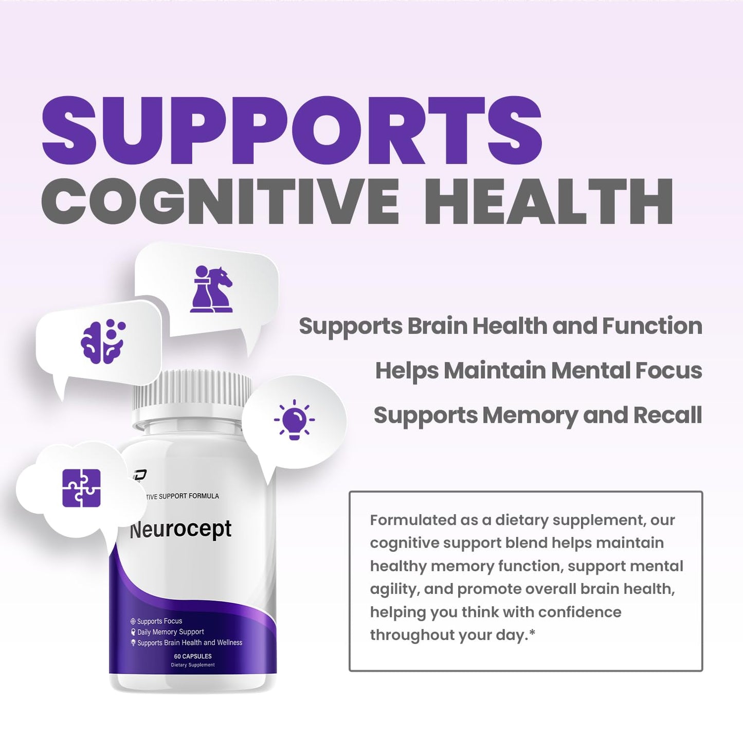 Neurocept Supplement Capsules – All Natural Maximum Strength Formula, Focus & Memory Support (2 Pack – 120 Capsules) IndeloBuy Supplements Australia