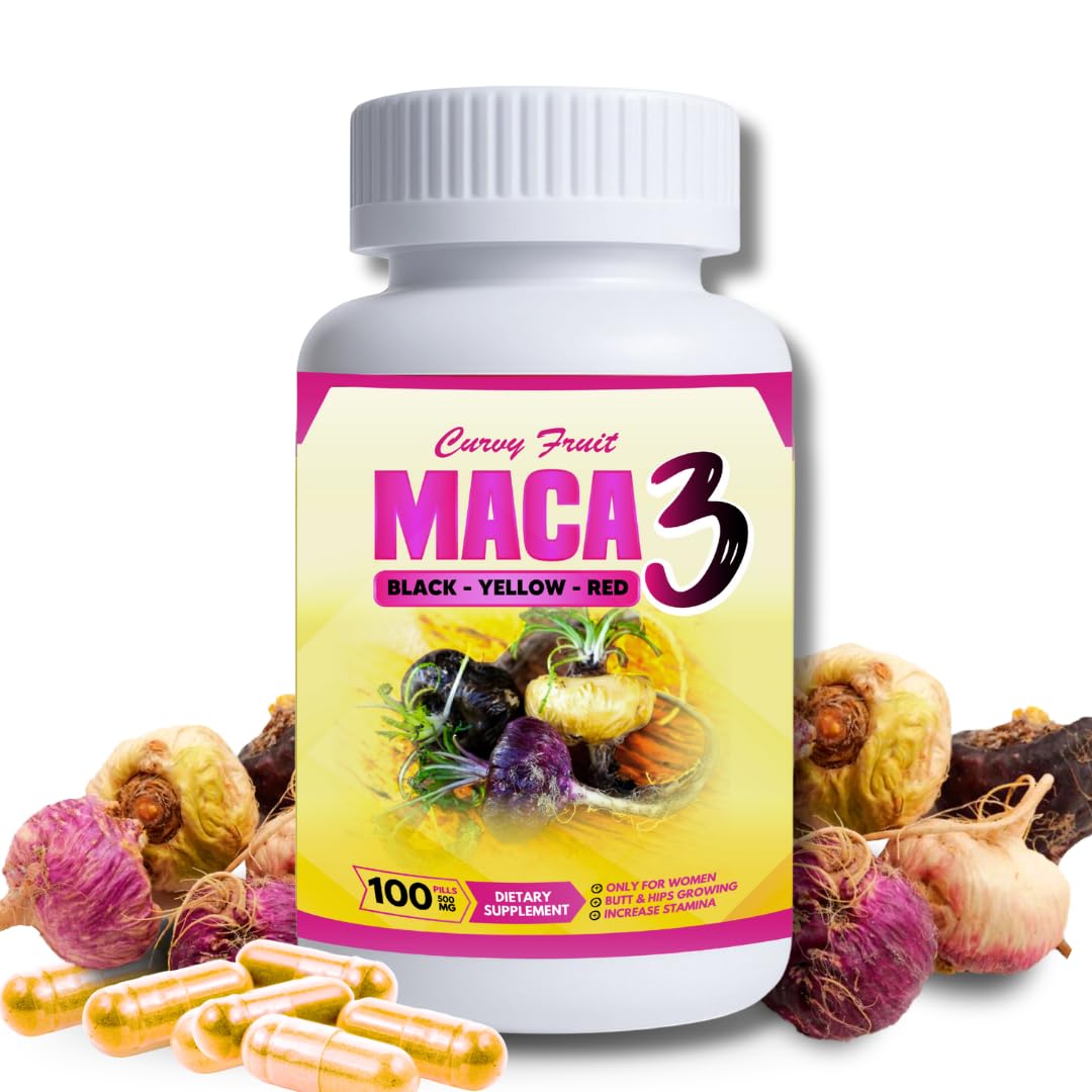 Maca 3 Capsules – Black, Red & Yellow Maca Root Blend – Feminine Balance & Natural Body Support – Herbal Formula Curvy FruitBuy Supplements Australia