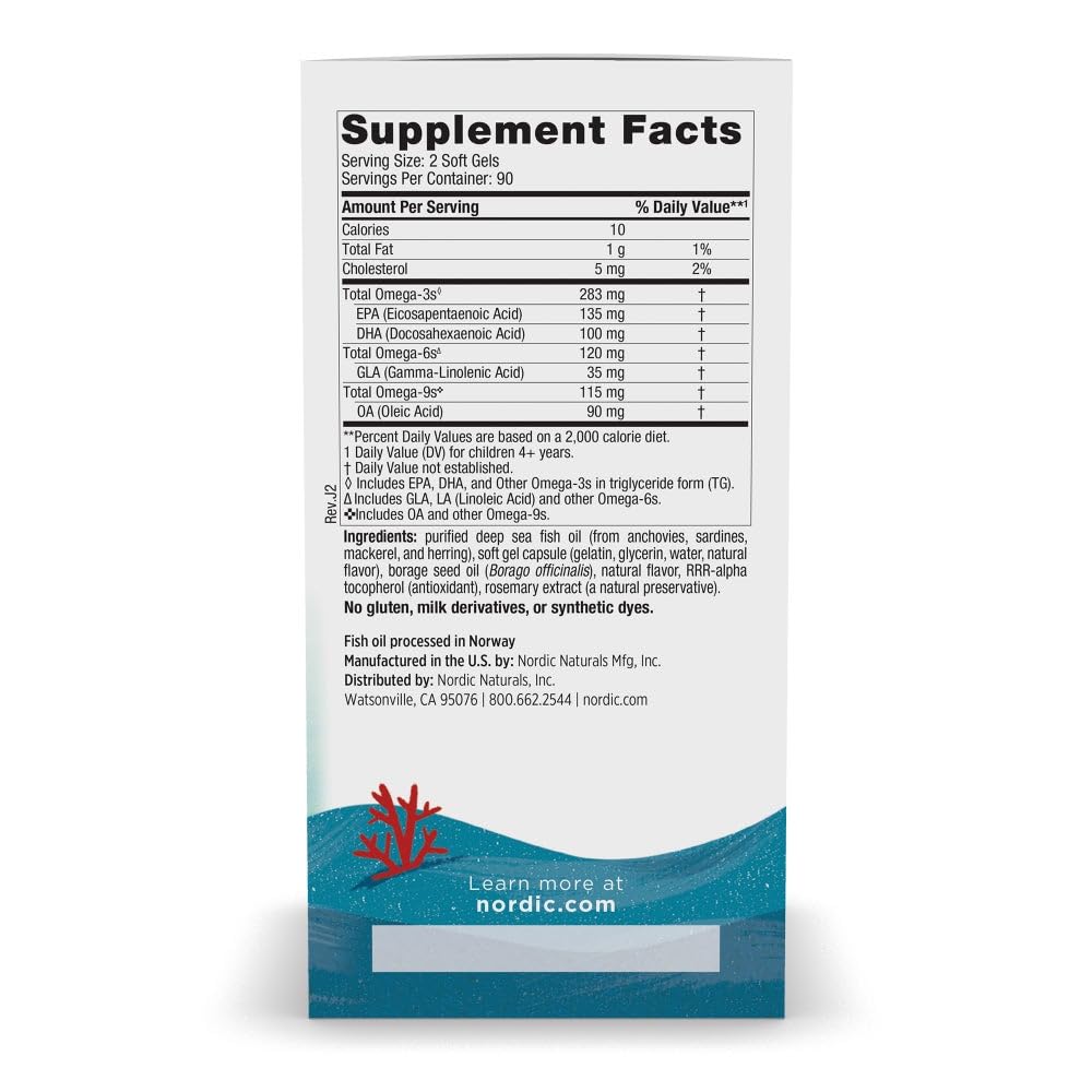 Nordic Naturals Complete Omega Jr., Lemon - 180 Mini Soft Gels - 283 mg Total Omega-3s & 35 mg GLA - Healthy Cognition, Nervous System Function - Non-GMO - 90 Servings Nordic NaturalsBuy Supplements Australia