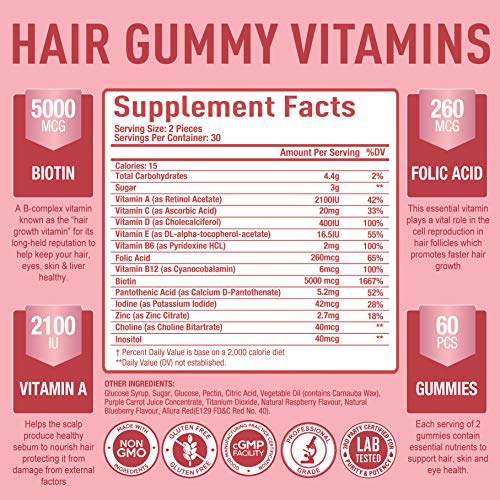 Premium Hair Vitamins Supplement-Gummy Vitamins w/Biotin, Folic Acid, Vitamins A&D Purely OptimalBuy Supplements Australia