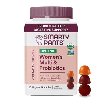 SmartyPants Organic Women's and Toddler Multivitamin Gummies with Probiotics, Omega 3, Vitamins D3, B12, C, A, K, Zinc and More SmartyPantsBuy Supplements Australia