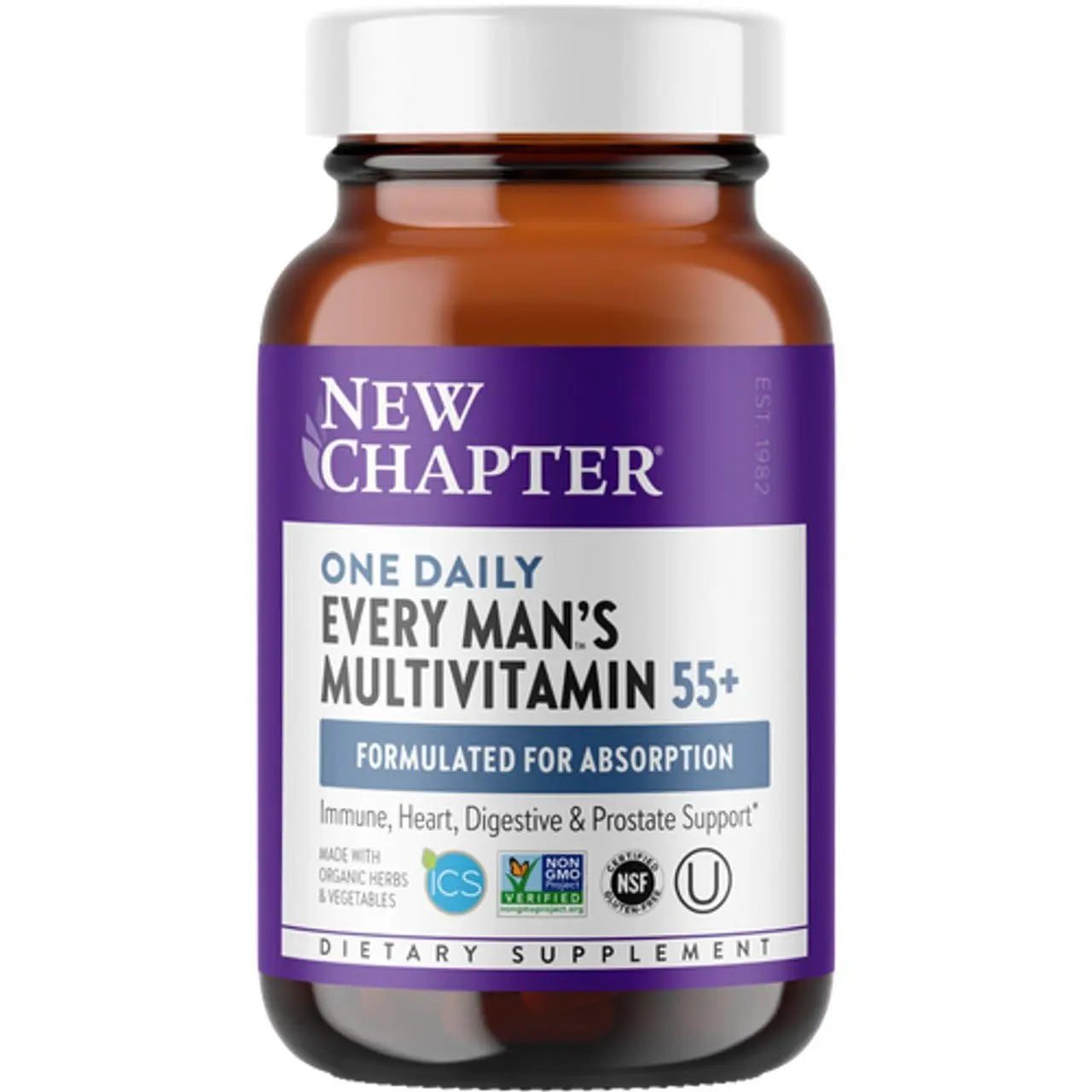 New Chapter Multivitamin for Men 50 Plus - Every Man's One Daily 55+ with Fermented Probiotics + Whole Foods + Astaxanthin New Chapter