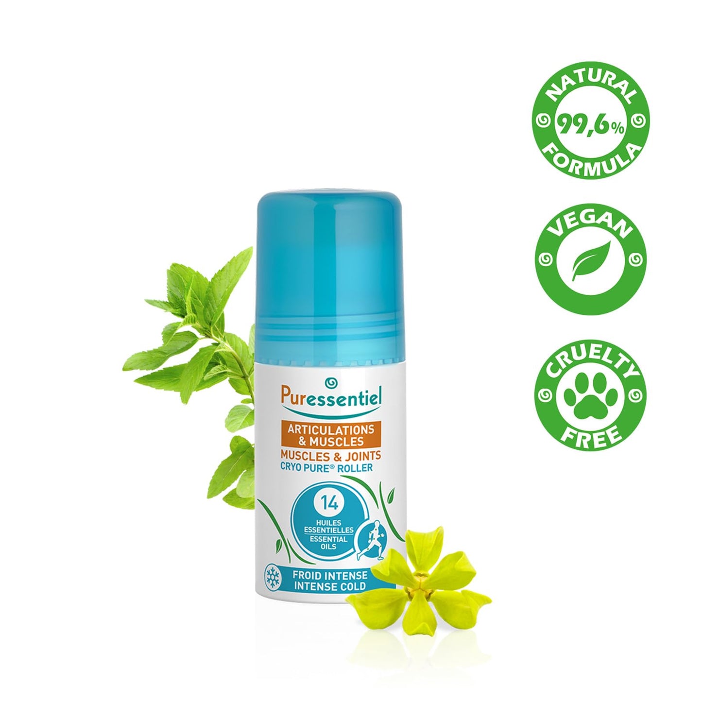 Puressentiel Muscles and Joints Cryo Pure Roller - Natural Menthol and Essential Oils Soothe Muscles - Long Lasting Cooling Sensation - 2.5 oz PuressentielBuy Supplements Australia