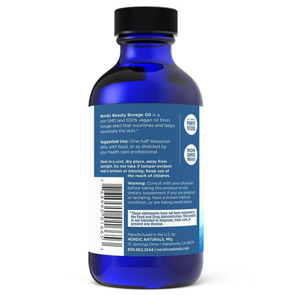 Nordic Naturals Nordic Beauty Borage Oil, Unflavored - 4 Ounces - Borage Seed Oil, Unique Omega-6 for Healthy and Hydrated Skin, 480 Milligrams of GLA - Non-GMO - Vegan, 48 Servings Nordic NaturalsBuy Supplements Australia