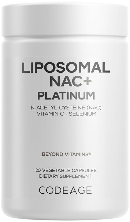 Codeage Liposomal NAC+ Platinum - N-Acetyl L-Cysteine, Vitamin C, Alpha Lipoic Acid, Selenium - 2-Month Supply - Helix Liposomal Delivery - Phospholipid - Non-GMO NAC Dietary Supplement - 120 Capsules CodeageBuy Supplements Australia